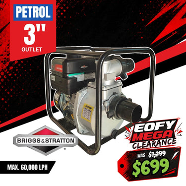BBT 3" High Volume Transfer Water Pump - Briggs & Stratton XR950 - 2-Year Warranty