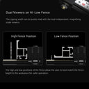 Dual Viewers on Hi-Low Fence - The high end low positions of the fence allow the user to best match the fence height to the workpiece for safer operation.