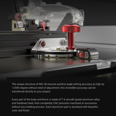 MG-36; positive angle setting accuracy as high as 1/20th degree without need of adjustment