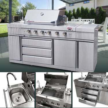 Ex Demo Bull BBQ Large 6 Burner With Sink